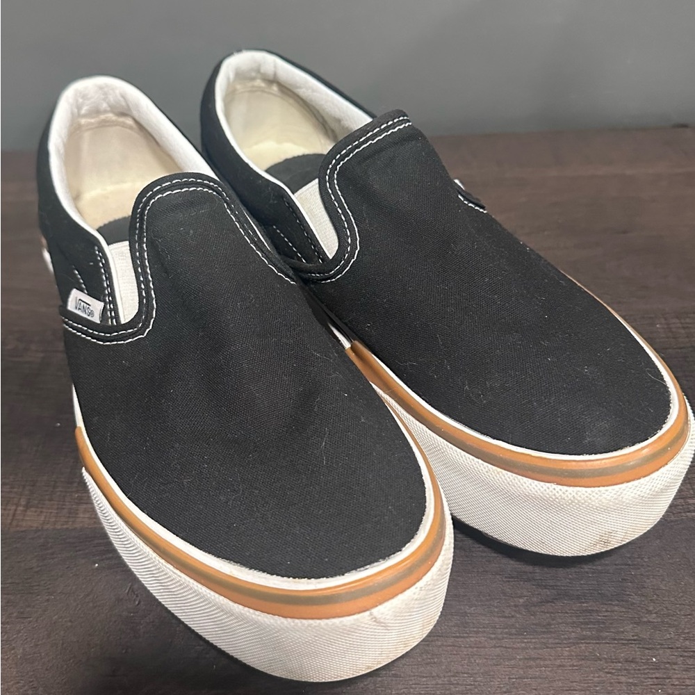 Vans Black and White Stackform Slip-On Shoes
